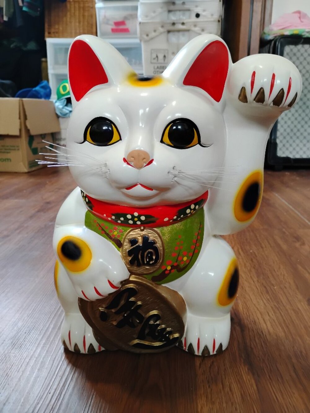 Vintage Lucky Cat Maneki-Neko Ceramic Coin Piggy Bank Japan